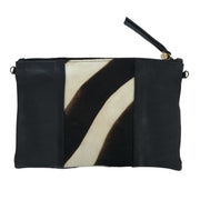 ZEBRA CALF HAIR CLUTCH- Black