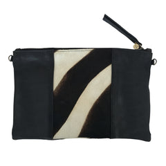 ZEBRA CALF HAIR CLUTCH- Black