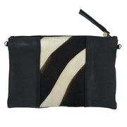 ZEBRA CALF HAIR CLUTCH- Black