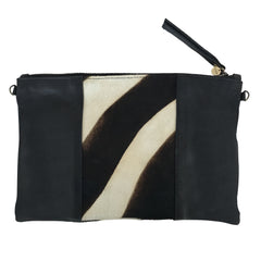 ZEBRA CALF HAIR CLUTCH- Black